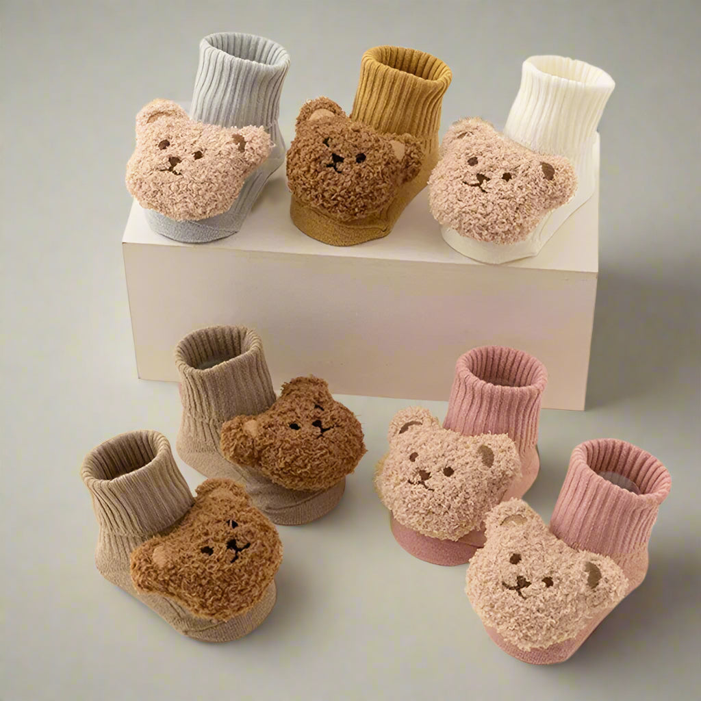 Teddy Bear Knitted Sock Booties