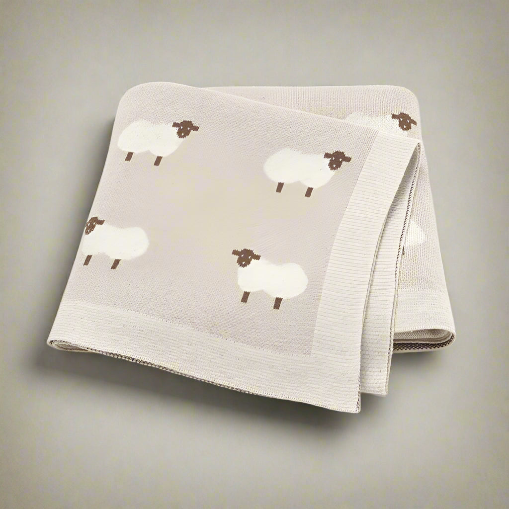 Sheep Cotton Knitted Blanket