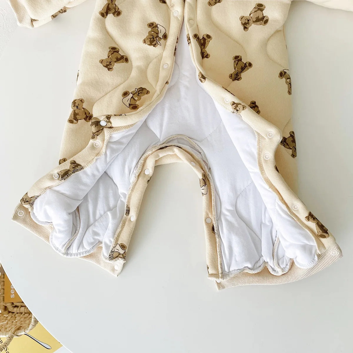 Bear Print Puffer Suit