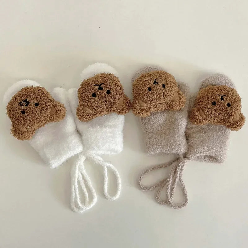 Teddy Bear Knitted Mittens