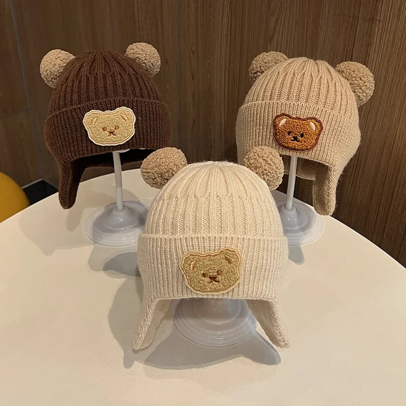 Boucle Bear Knit Beanie Hat